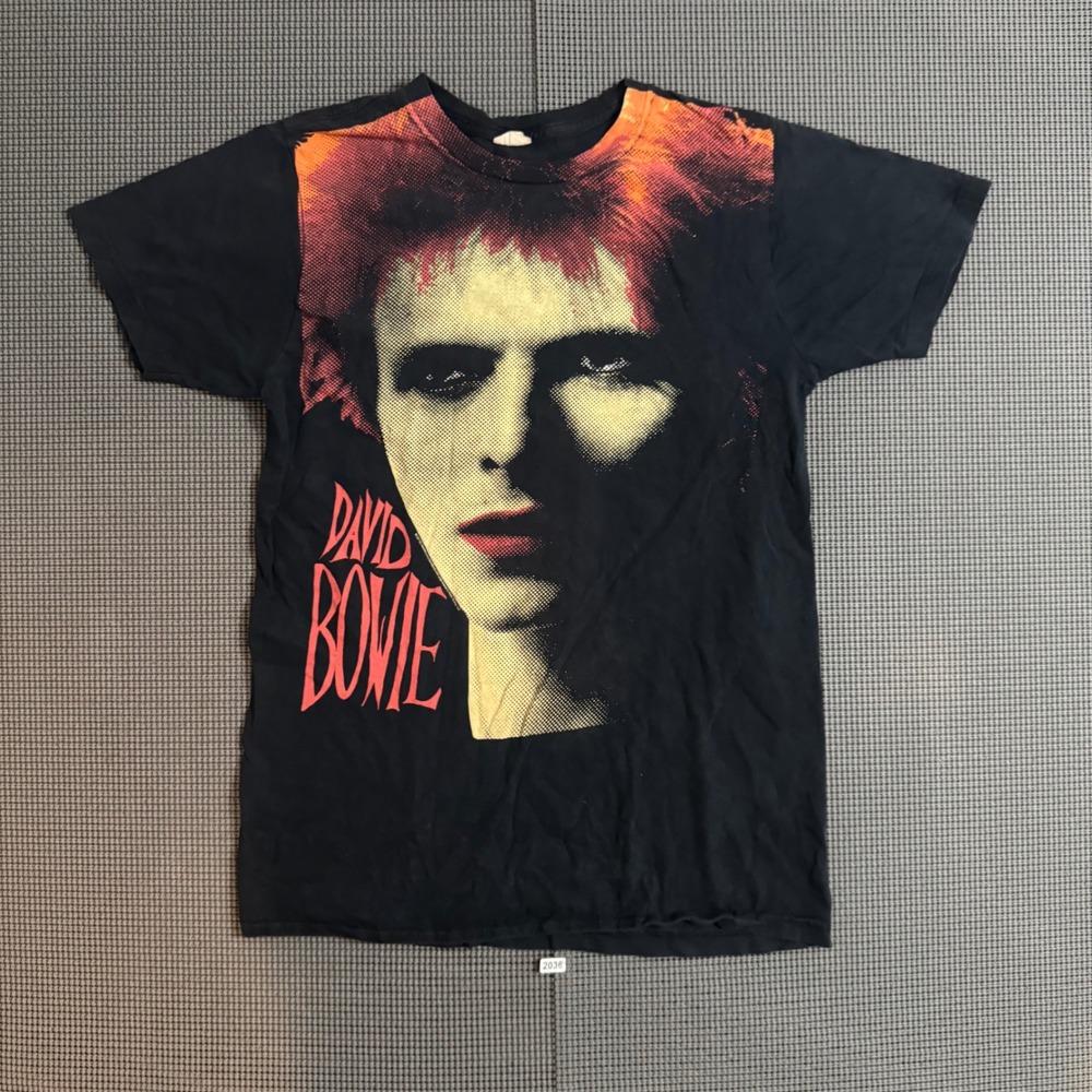 David Bowie Graphic T-Shirt Bay Island Sportswear Black Red Portrait Mens Medium